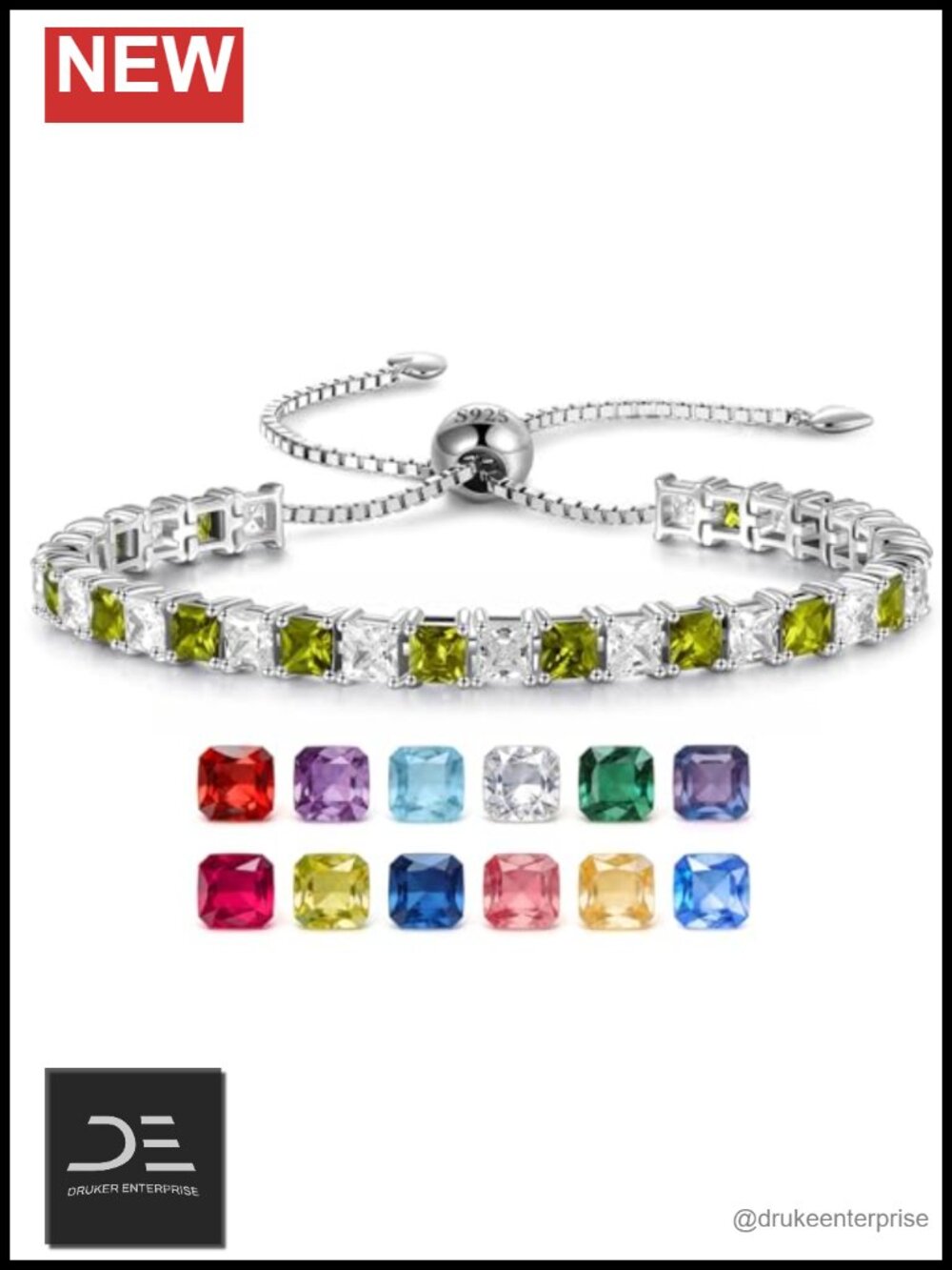 13.6 CTW Peridot Tennis Bracelet 925 Sterling Silver White Gold Plated Women